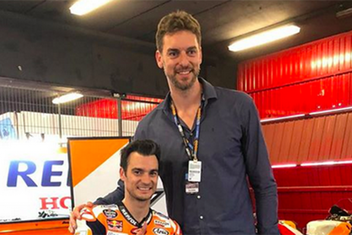 This Photo Of NBA Player Pau Gasol and MotoGP Rider Dani Pedrosa