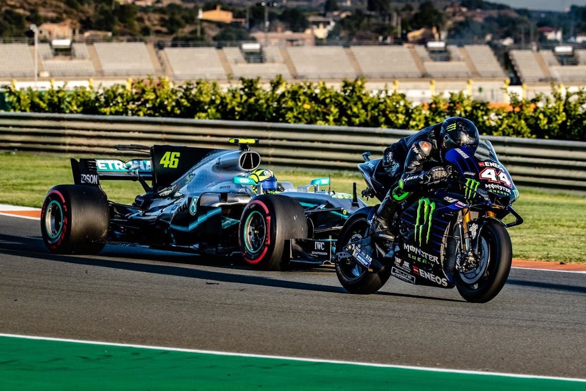 Watch Valentino Rossi And Lewis Hamilton Swap Rides Racer X Exhaust